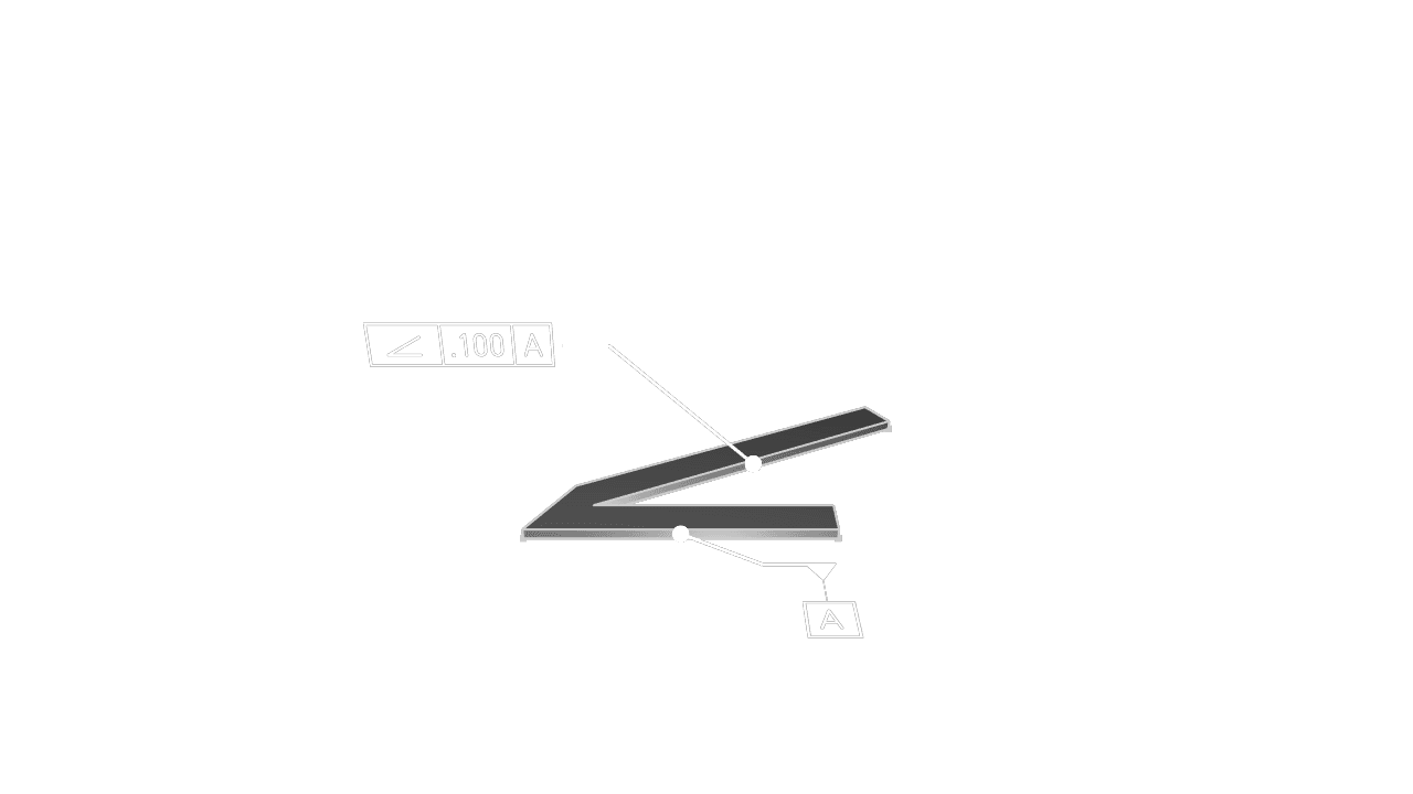 Angularity GD&T annotation on selected angled geometry