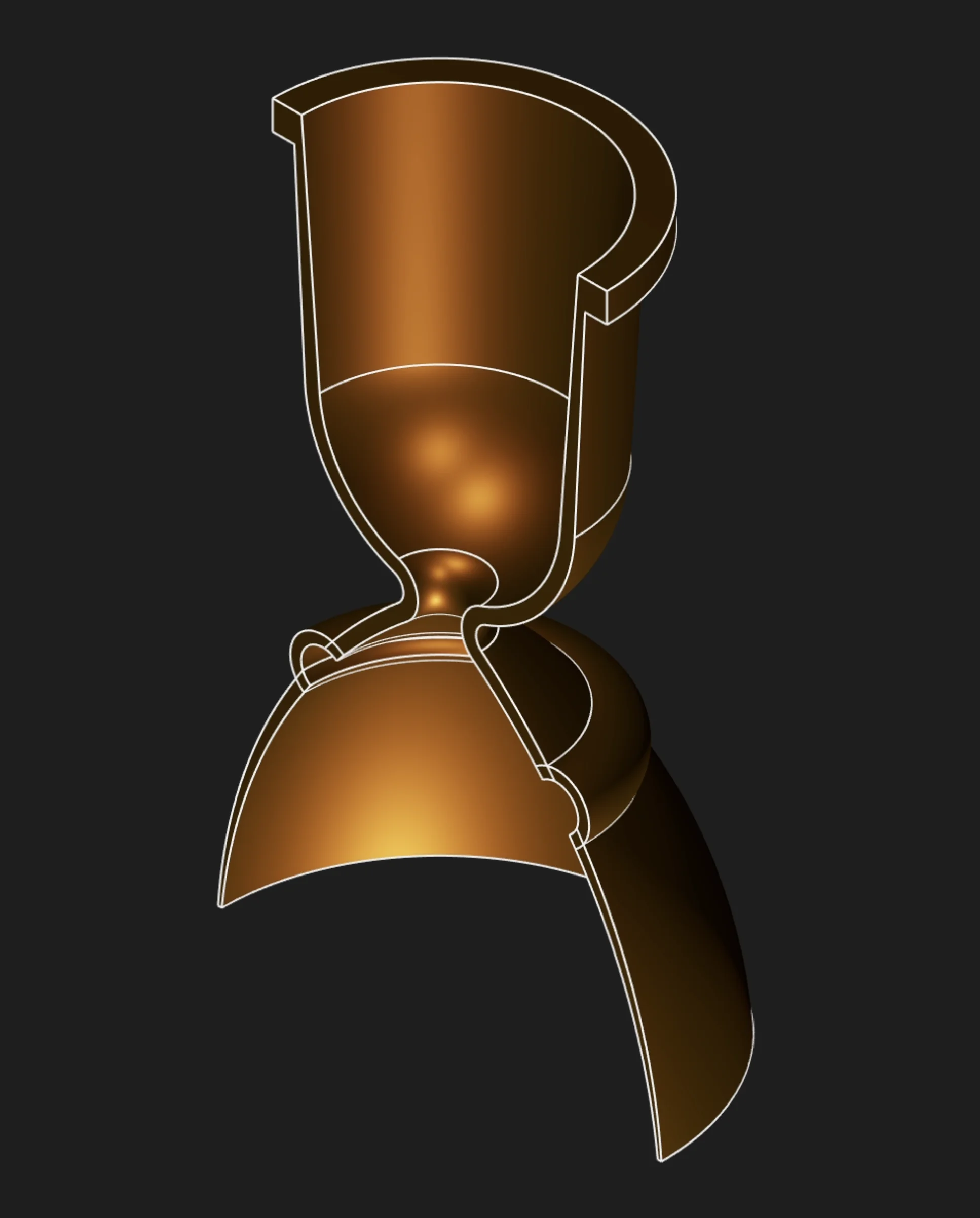 Solid body created from sketch-based features in Zoo Design Studio