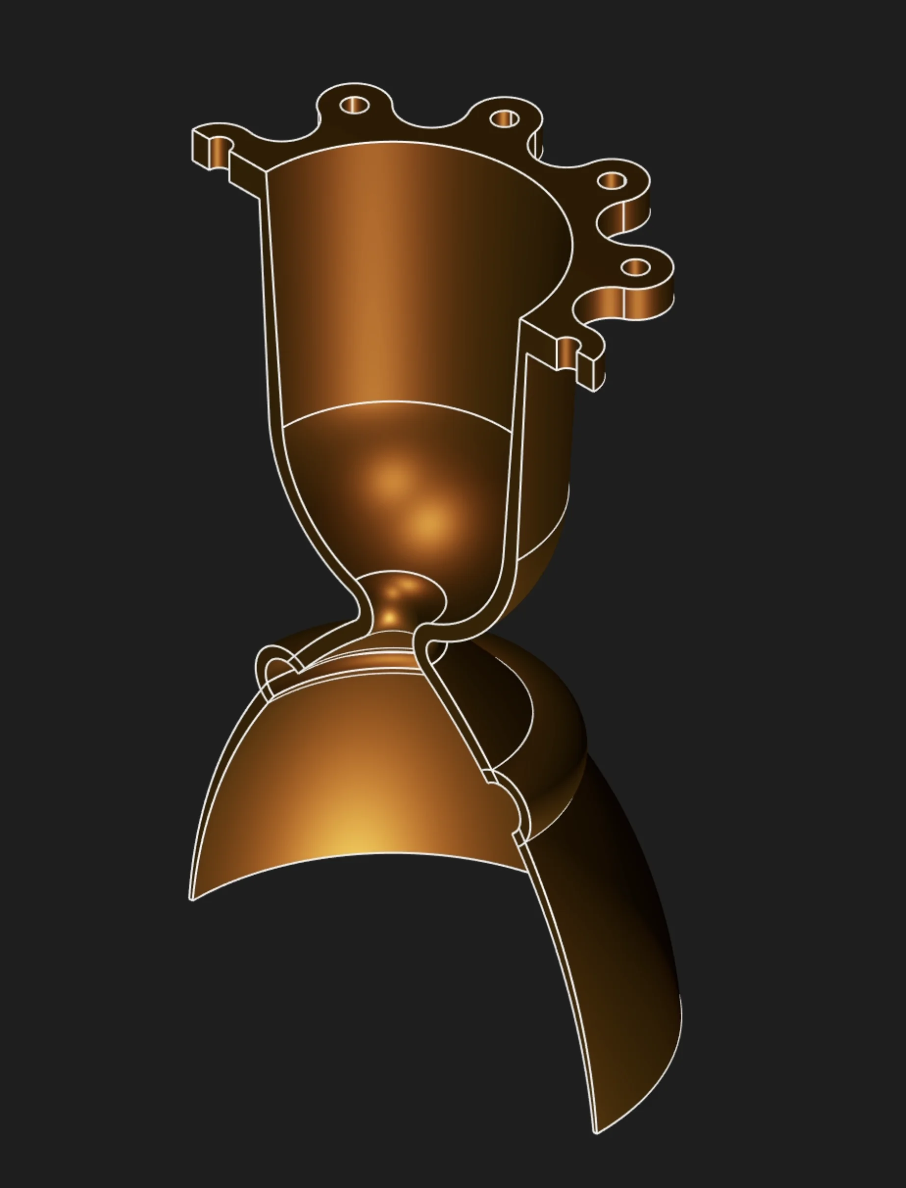 Sectioned solid model shown in Zoo Design Studio