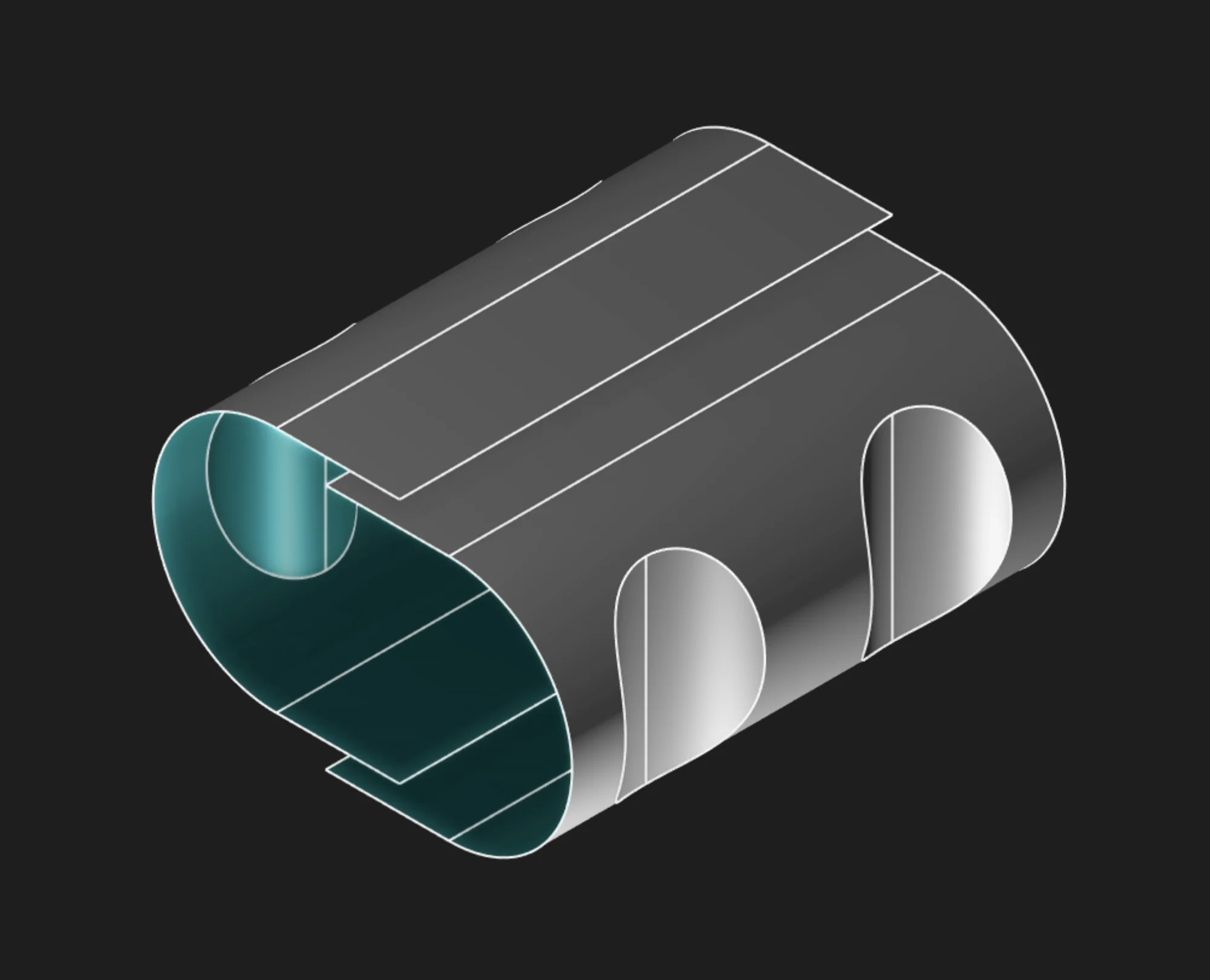 Open surface geometry shown in Zoo Design Studio