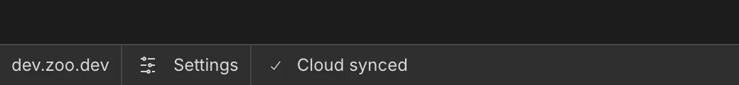 Zoo Design Studio Home status bar showing Cloud synced