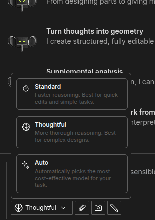 Zookeeper mode selector for a paid user with Standard, Thoughtful, and Auto available