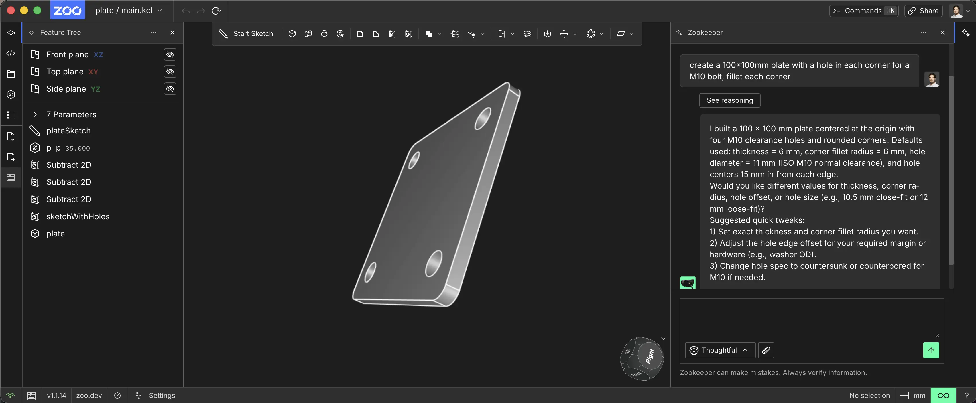 Mesh vs parametric B-rep (plate)