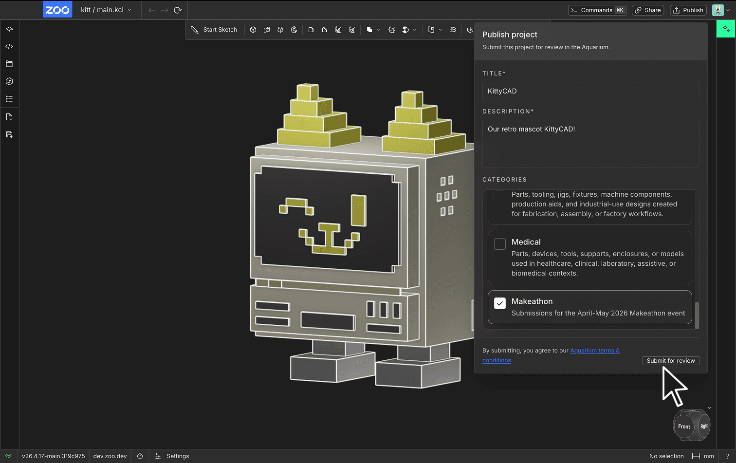Click “Publish” in the top-right corner of Zoo Design Studio