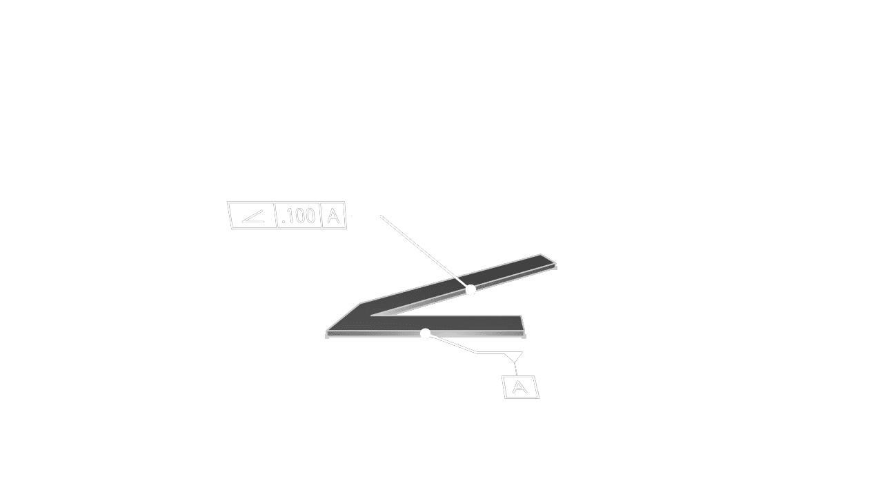 Angularity GD&T annotation on selected angled geometry