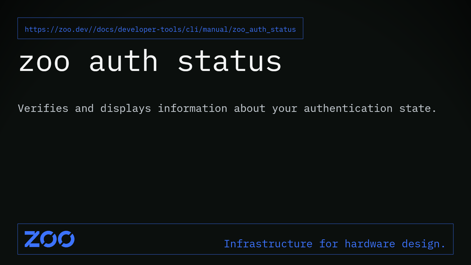 Zoo auth status zoo