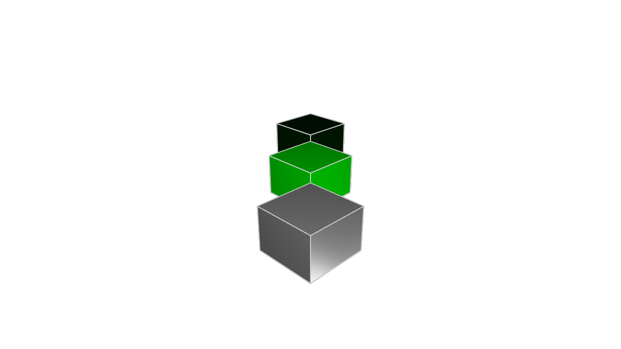2D fallback: Three cubes with different textures