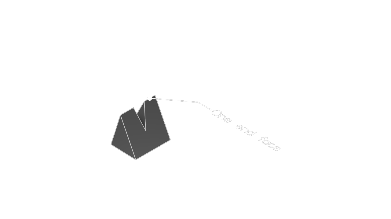 2D fallback: An annotation pointing to one of two split edges selected with one end face