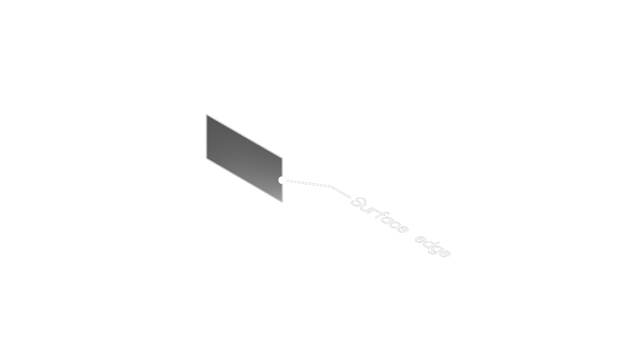 2D fallback: An annotation pointing to a boundary edge of an extruded surface