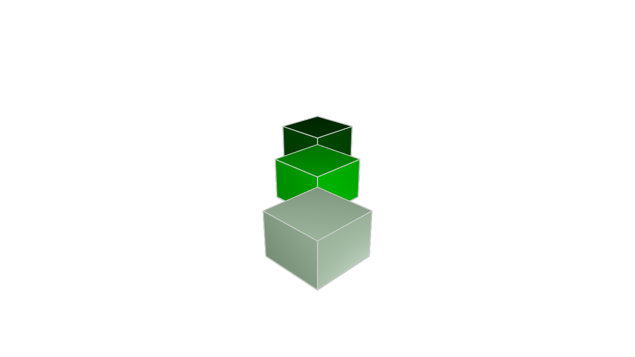 2D fallback: Three mapped cubes of different colors