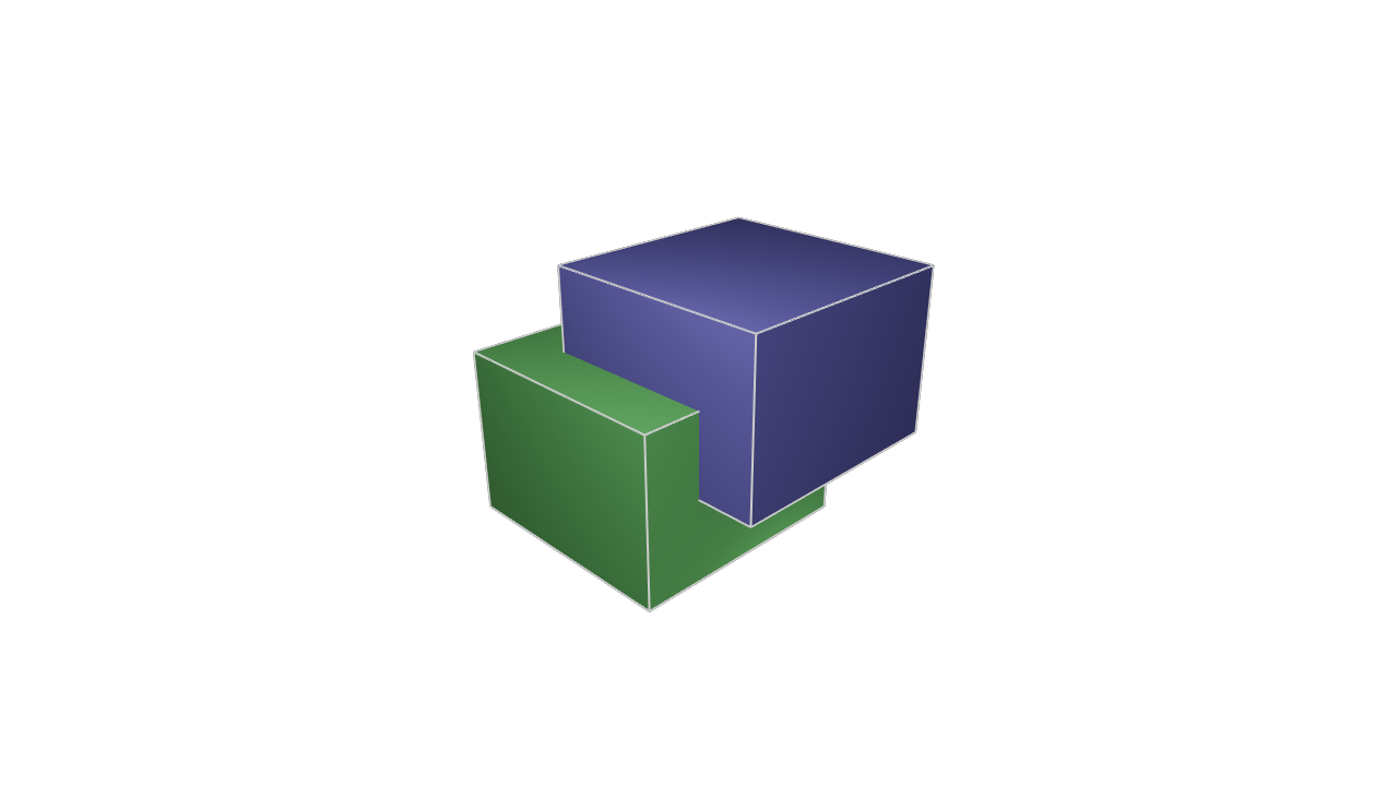 2D fallback: One green and one blue cube