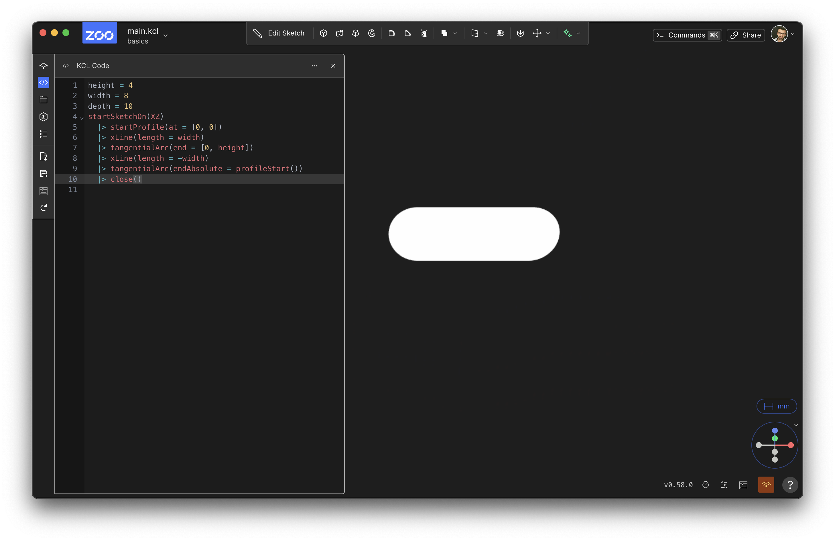 2D pill, before extruding