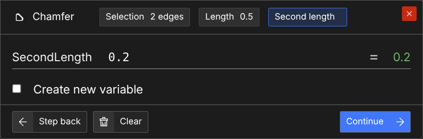 the second length input dialog