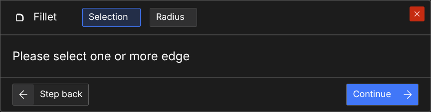 the fillet dialog