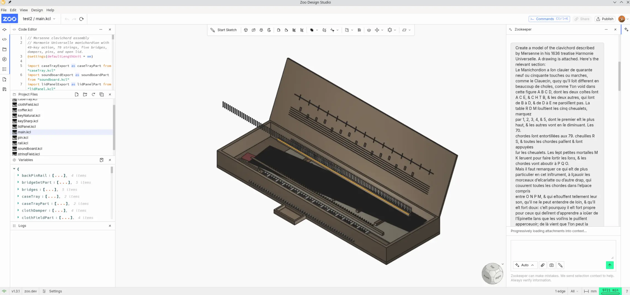 Mason Malone's first attempt to generate Mersenne's clavichord with Zookeeper