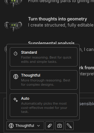 Zookeeper mode selector for a paid user with Standard, Thoughtful, and Auto available